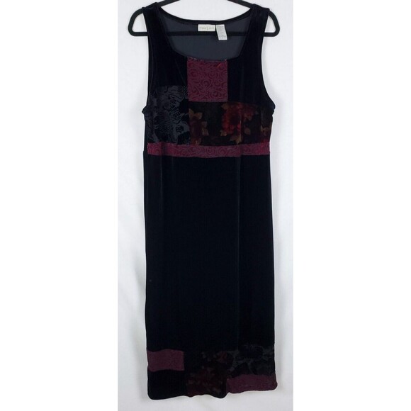 Studio Ease Velvet Dress Whimsigoth Womens 8 Black Maxi Square Neck Sleeveless